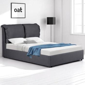 Double Capacity OAT Home Chester Pillowback Fabric Ottoman Storage Bed (Charcoal)