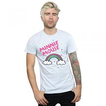 Disney Men's Minnie Mouse Rainbow Dots T-Shirt Large Grey