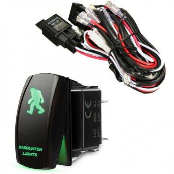 Green LED Work Light Bar Wiring Harness with 40A Switch