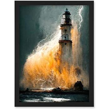 Midnight Lighthouse Storm Wall Decor