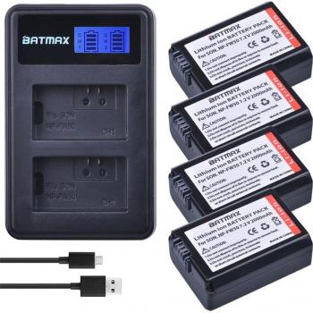 2Pcs NP-FW50 2000mAh Batteries + LCD Dual Charger for Sony NEX Series