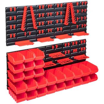 Kit de bacs de stockage et panneaux muraux 103pcs rouge et noir