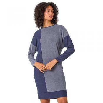 Robe Pull Stretch Bleu à Blocs Roman