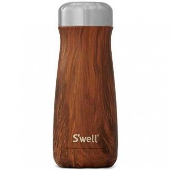 S'well Cold & Hot Beverage Mug 24/12 Hours, Stainless Steel, Teakwood Design, 470ml