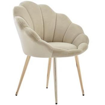 Fauteuil Velvet Beige Baita avec Pied Doré