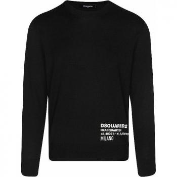 Black Mens Round‑Neck Knitwear