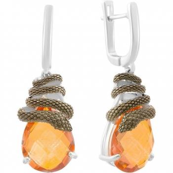 Zilveren oorbellen met natuurlijke amber en gouden kwarts 12.913ct