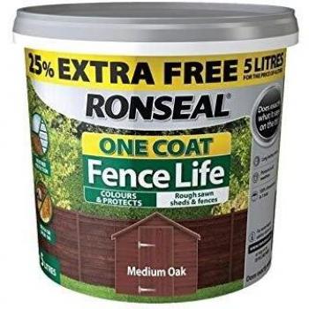 One Coat Fence Treatment Medium Oak New Formula 4 Litre +25%