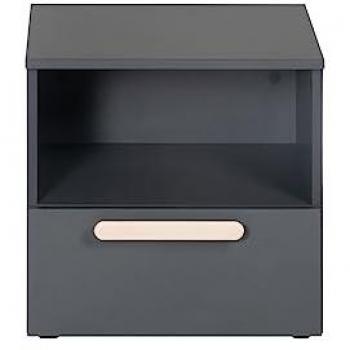 Niche & tiroir « Jara » – Table de nuit anthracite, poignée en hêtre massif