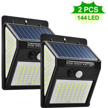 PIR‑Solarstrahler 144 LEDs, wetterfest, Zauberstab‑Form, Notfallschutz, Wegbeleuchtung