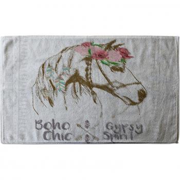 Benjamin Tate Design Brown Horse & Flower Towel