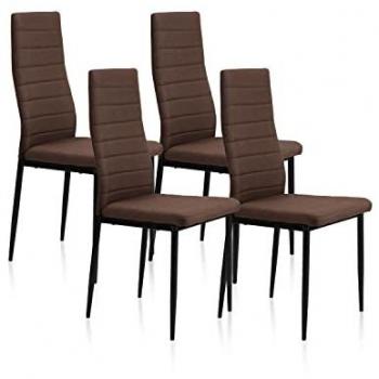 Duehome Pack de 4 sillas de comedor Niza tejido