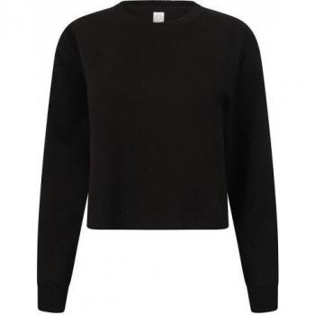 XL Black Slounge Cropped Sweatshirt for Women
