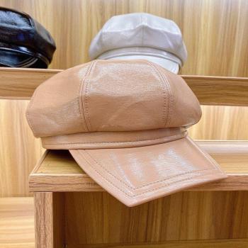 Chapeau de Loisirs Octogonal en Cuir Synthétique