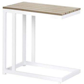 Tavolino da Giardino in Legno Plastico Chiaro con Struttura Bianca Messina