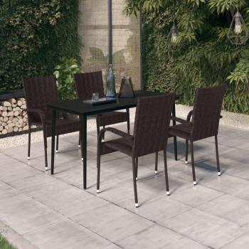 VidaXL 5 Piece Outdoor Dining Furniture Set Brown and Black