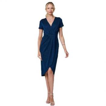 Radiant Ruffle Midi Dress, Short Sleeve, Blue – Izabel London