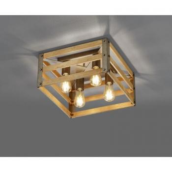 Vintage Deckenlampe Naturholz 40x40 cm