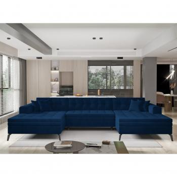 Panorama Convertible Velours Romy – cadre en métal noir, couleur bleue pétrole