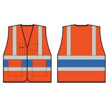 B-Seen HV Executive Vest Orange with Royal Blue Band Sml