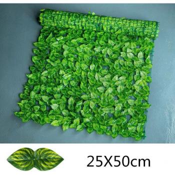 Panel de Mimbre con Hojas Plásticas para Jardín, Valla de Privacidad 25x50cm, Rollo de Protección Solar UV para Patio y Balcón