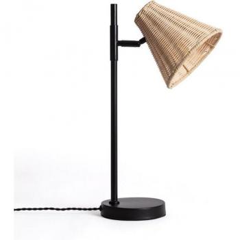 Lámpara de Mesa Cesto de Metal y Ratán