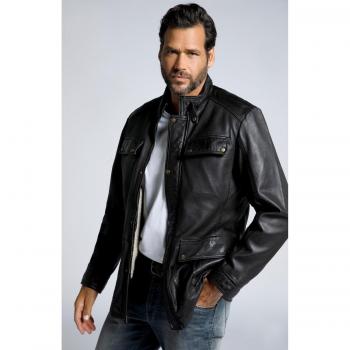 Giacca uomo in nappa d'agnello con collo alto, fodera staccabile, marrone, Taglia: XXL, Cuoio/Poliestere/Cotone, JP1880