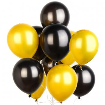 Pearlised Gold and Black 10 Inch Balloons by PartyWoo (70 pieces)