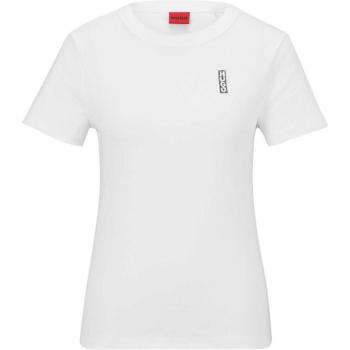 Top HUGO Basic Logo Print Mujer Blanco/Negro/Rojo/Gris Talla S