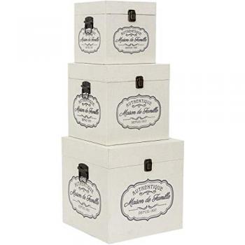 Pack 3 boîtes en bois beige – Design Charme