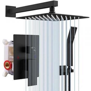 Douche noire mat avec tête de douche 25 cm