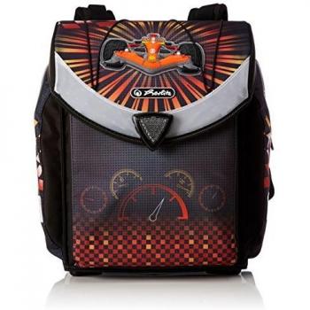 Herlitz 50007622 Schulranzen Flexi Plus, Magnetschloss Smart Lock, Brustgurt, 17-teiliges Schüleretui, Sporttasche, Faulenzer dreikant, Brotdose blau, Motiv: Formel 1, 1 Stück