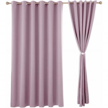 Ready Made Eyelet Blackout Thermal Curtains 90 x 90 Inch Pink Lavender