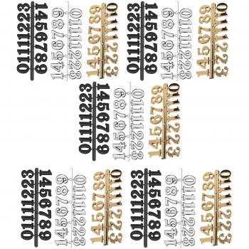 Kit Numerales Reloj de Pared, 15 Unidades, Diseño Árabe en Negro/Plata/Oro