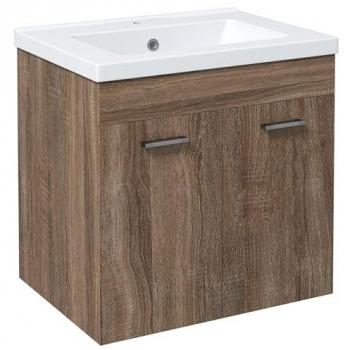 Lavabo Cerámico y Armario Bajo Kleankin 60×45,5×60 cm Acabado Melamina