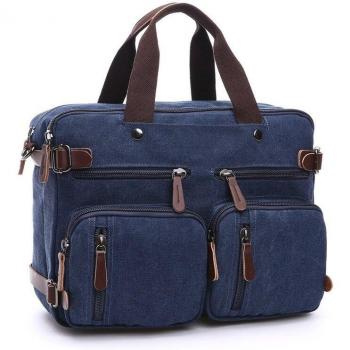 Herren-Leinwand-Duplex: Handtasche & Duffel in einem
