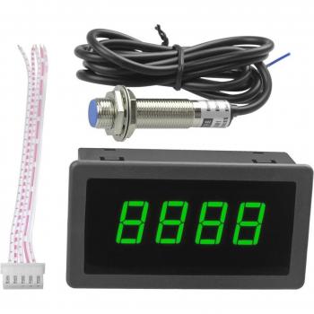Tacómetro de Proximidad Digital 4 Dígitos con LEDs, Medidor de RPM 10-9999