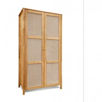 Trendmöbel24 FRIA 2‑Türen Kleiderschrank – Wildeiche, Wiener Geflecht, geölt