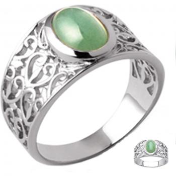 Elegant Cléopatra Green Aventurine Silver Band