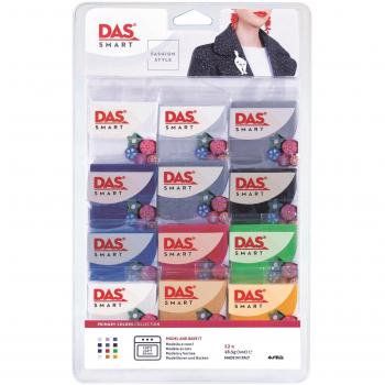 DAS Smart Oven Bake Modelling Clay 28g, Fashion Style Primary Colours, 12 Pieces
