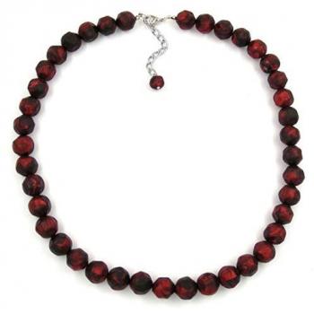 Kunststoffperlenkette 12mm rot-schwarz-marmoriert 50cm