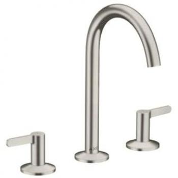 Axor One mitigeur lavabo 3 trous Hansgrohe, saillie 140 mm, garniture de vidange push-open, aspect inox