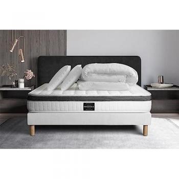 Pack Sommeil Premium 140x200 – Matelas & Sommier en blanc