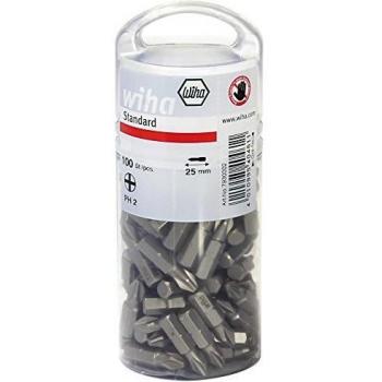 Wiha Standard Pozidriv Bits PZ2 25mm Tub of 100