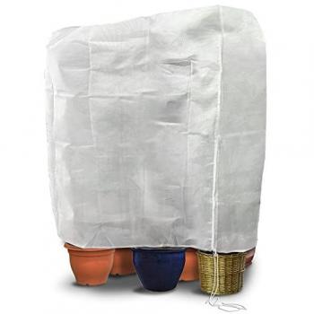 Funda aislante para plantas 250x360cm, protector contra heladas 150g/m² reutilizable con cordón, blanco