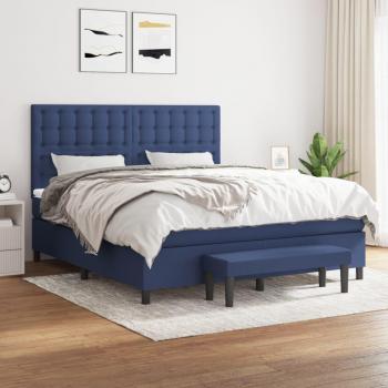 Cama box spring 180x200 cm con colchón azul