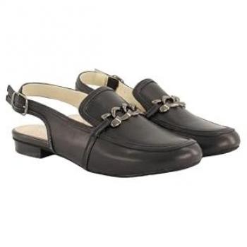 Schwarze Leder-Mules für Damen, Weite H von Ulla Popken