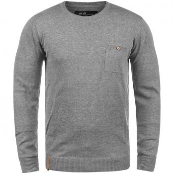 Herren Strickpullover Feinstrick Pullover Mit Rundhals Und Brusttasche Farbe Light Grey Mix Größe S Indicode Demarcus