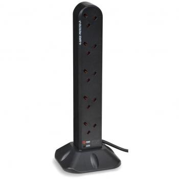 Duronic ST10B 10-Gang Surge Protection Tower – 1.8m Cord, 3000W Capacity