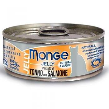 MONGE Jelly Gourmet-Katzenfutter Thunfisch mit Lachs – 80 g
